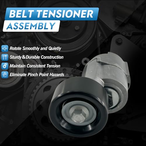 Autoxbtc Drive Belt Tensioner ＆Serpentine Belt ＆ Idler Pulley Kit Fit for Hyundai Santa Fe Sonata Tucson Kia Forte Magentis Optima Sorento Replaces 6PK2125 2528125000 2528825001 2528725110 - Image 2