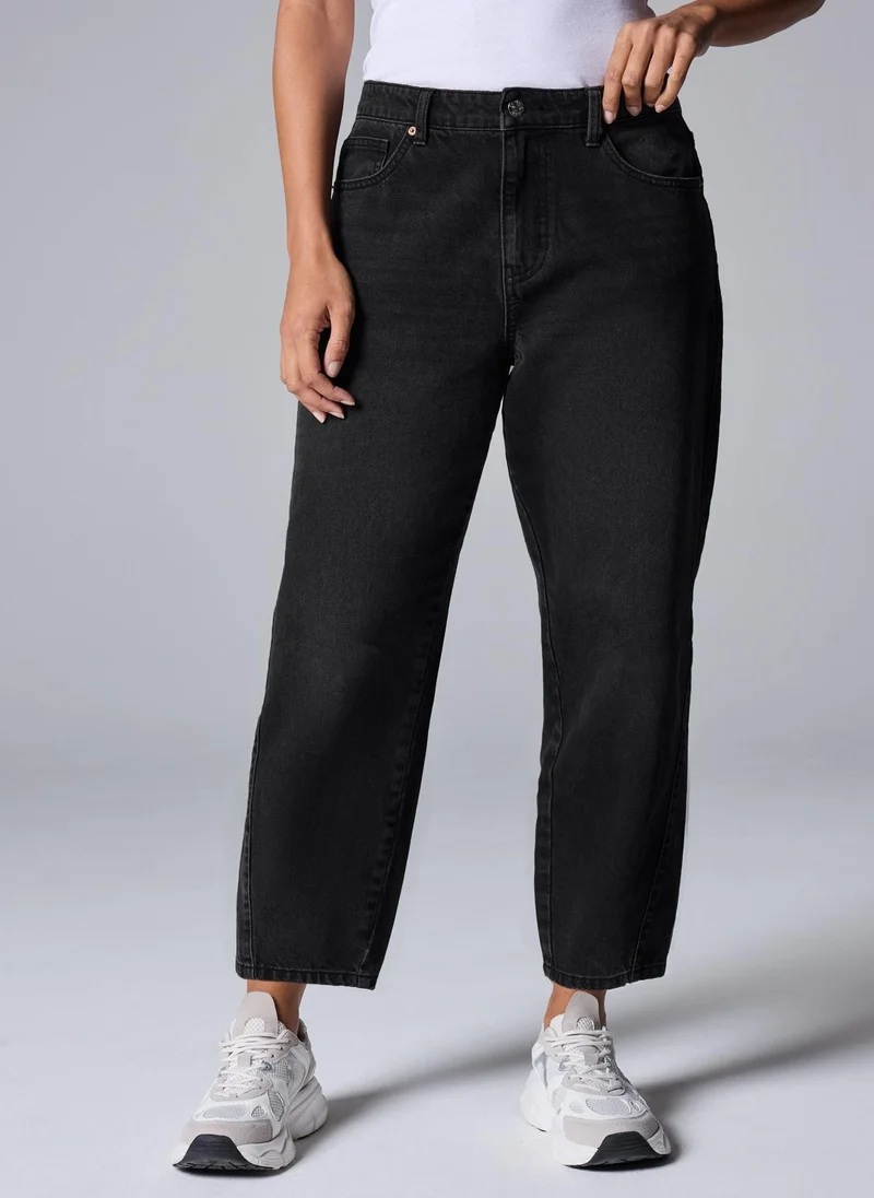 Matalan Black Black Barrel Leg Jeans for Women | Best Price UAE