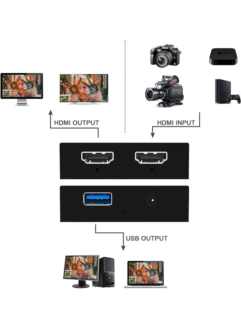 4K HDMI to USB 3.0 Video Capture Card – 1080p 60FPS Recording – Compatible with PS4, PS5, Xbox, PC, Mac, Android, Linux, Windows 10/11 – For Live Streaming & Gameplay - Image 2