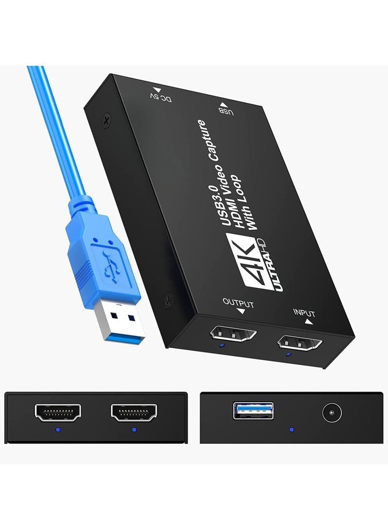4K HDMI to USB 3.0 Video Capture Card – 1080p 60FPS Recording – Compatible with PS4, PS5, Xbox, PC, Mac, Android, Linux, Windows 10/11 – For Live Streaming & Gameplay - Image 1