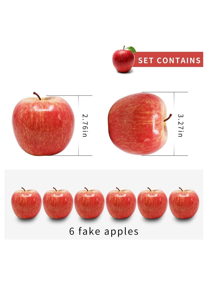 SYOSI 6 Pcs Fake Fruit Apples, Artificial Fruits Lifelike Red Apples Fake Fruits for Home House Display Kitchen Decor Wedding Party Photography Decoration  - Image 2