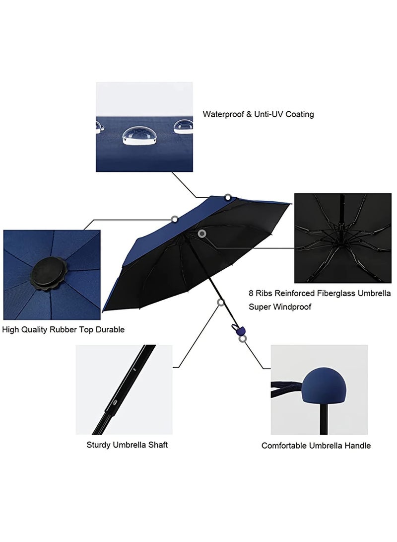 KASTWAVE Mini Sun & Rain Umbrella, Mini Windproof Folding Travel Umbrella, Portable Lightweight Compact Parasol with 95% UV Protection for Sun and Rain, Popular Style for women and men - Image 2