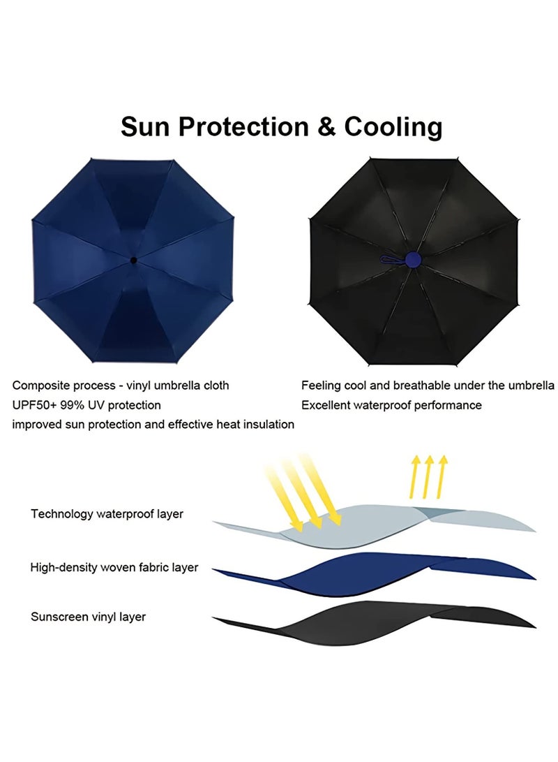 KASTWAVE Mini Sun & Rain Umbrella, Mini Windproof Folding Travel Umbrella, Portable Lightweight Compact Parasol with 95% UV Protection for Sun and Rain, Popular Style for women and men - Image 3