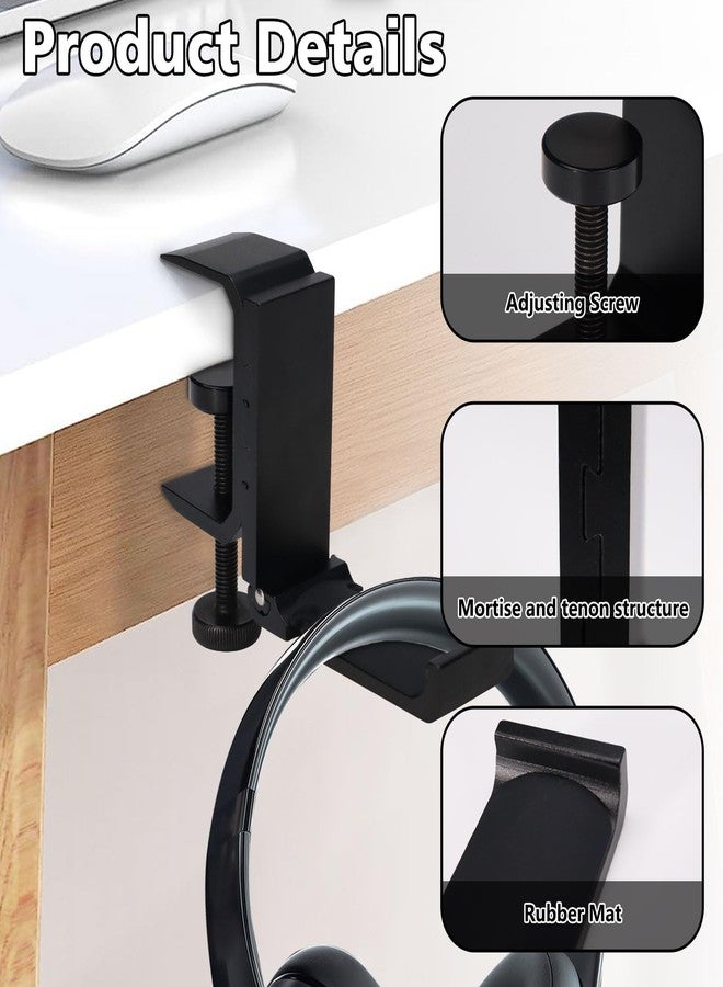 Realand 2Pcs Foldable Headphone Stand Hanger Holder, Under Desk Aluminum Headset Stand Hook with Cable Clip, Clamp Desk Hook for Purse Bag Backpack, Universal Fit - Image 4