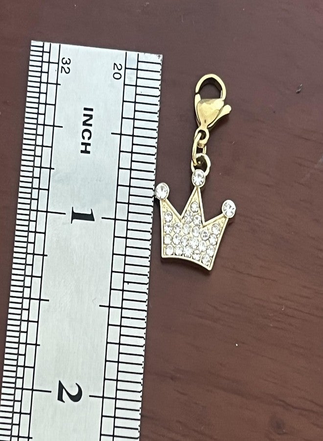 AMOBESTER Gold Rhinestone Crown Clip on Charms Zipper Pull for keychain DIY Necklace and Bracelet - Image 4