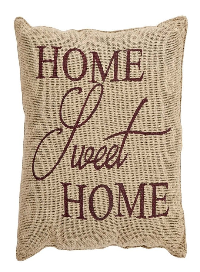 VHC Brands Farmhouse Natural Tan Text Cotton Decor Home Sweet Home Stenciled Cotton Burlap Square Pillow