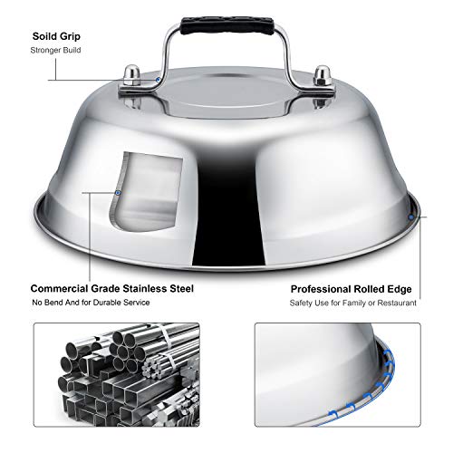 Leonyo Metal Melting Dome Set of 3, Leonyo 12" & 9" Stainless Steel Basting Cover for Griddle Grill Top BBQ Flat Top, Steam Cover for Kitchen Cooking Burger Cheese - Image 3