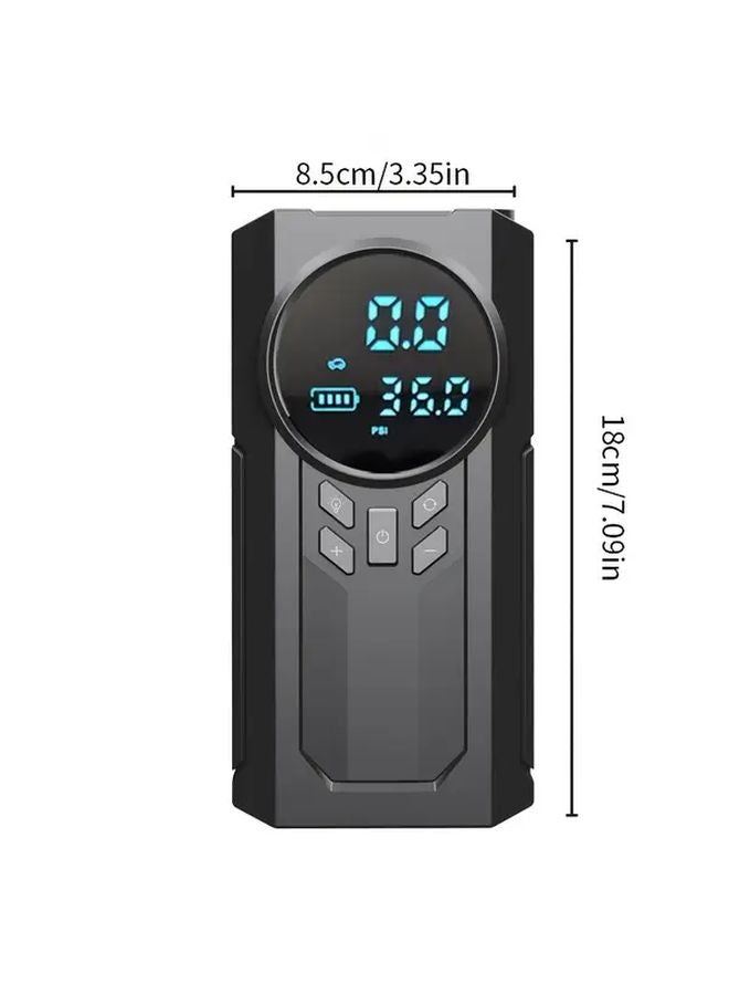 Black 9 In 1 Heavy Duty Vehicle Jump Starter Kit 8000mAh Portable Air Compressor 150PSI Digital Tire Inflator - Image 4