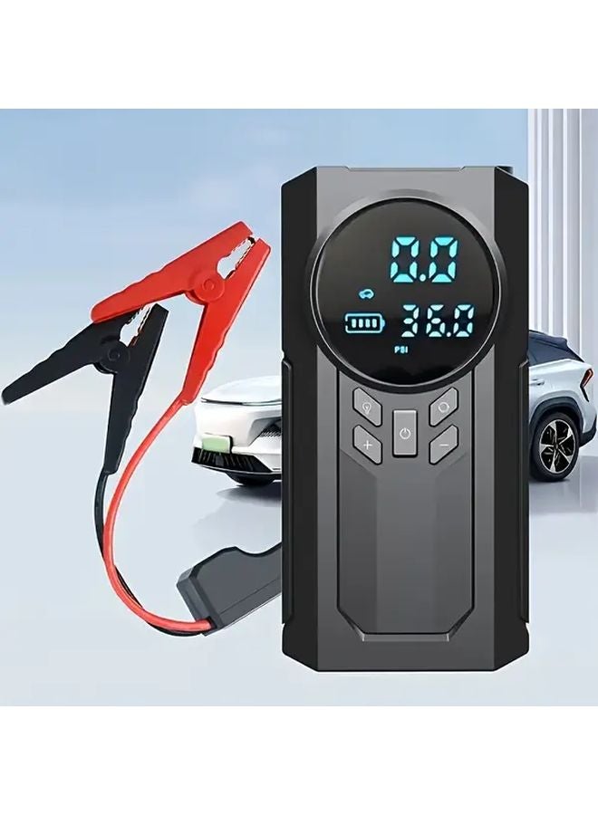 Black 9 In 1 Heavy Duty Vehicle Jump Starter Kit 8000mAh Portable Air Compressor 150PSI Digital Tire Inflator - Image 5