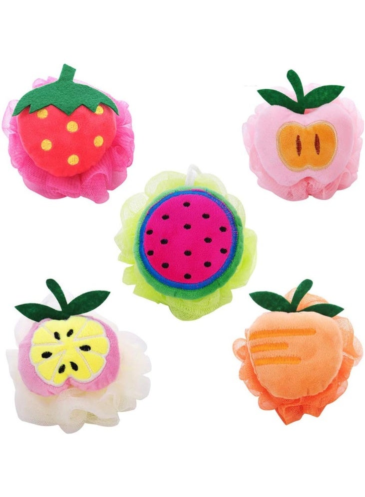 ليفة استحمام شبكية بتصميم فاكهة كرتونية لطيفة - إسفنجة بوف ليفة حمام لجسم ناعم - كرة تنظيف وتقشير الجسم من النايلون للكبار والأطفال - فرشاة استحمام رغوية - أشكال فراولة، بطيخ، أناناس (قطعة واحدة) - Image 1