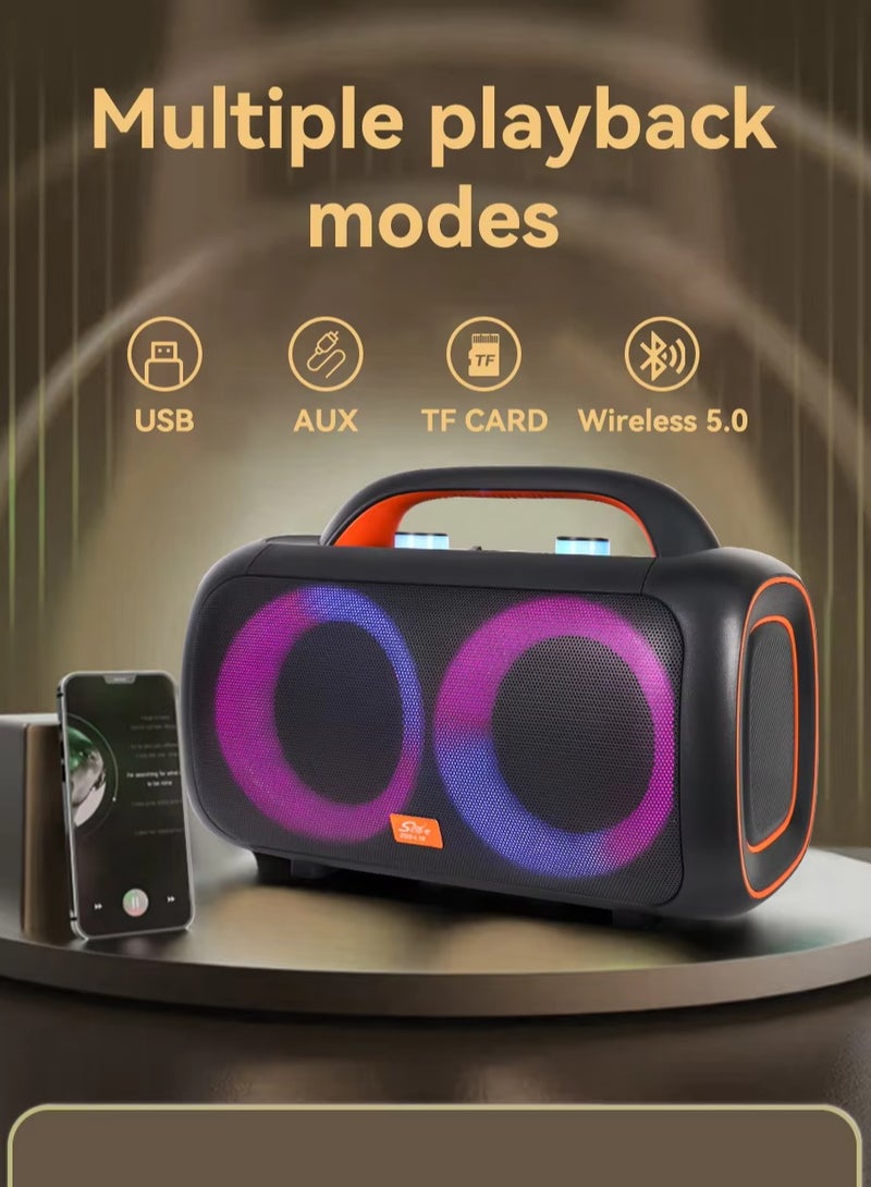 سينجي سماعة حفلات محمولة ZQS مقاس 6.5 بوصة بلوتوث 5.0 مع إضاءة RGB وراديو FM وتشغيل USB وTF وبطارية مدمجة وميكروفونان لاسلكيان - Image 3