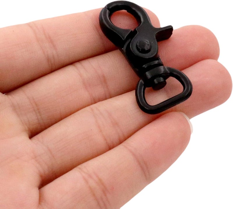 BIKICOCO 1/2'' Swivel Trigger Snap Hook Lobster Claw Clasp Spring Loaded Clip, D-Ring Ended, Black - Pack of 20 - Image 3