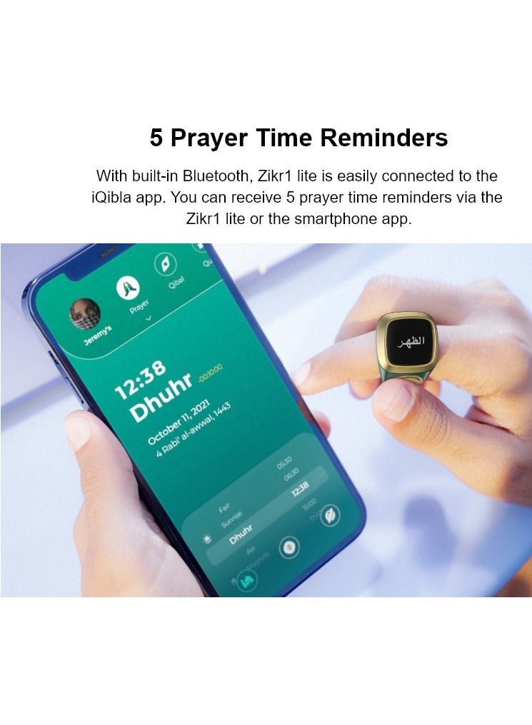 جولدفش خاتم ذكي من زكر 1 لايت للمسلمين عداد تسبيح مع تذكير بالاهتزاز 20 مم - Image 4