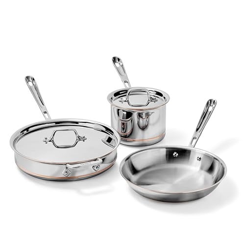 All-Clad Copper Core 5-Ply Stainless Steel Cookware Set, 5 Piece, Induction, Oven Broiler Safe 600F, Pots and Pans, Sauce Pan, Saute Pan, Cookware, Silver - Image 1