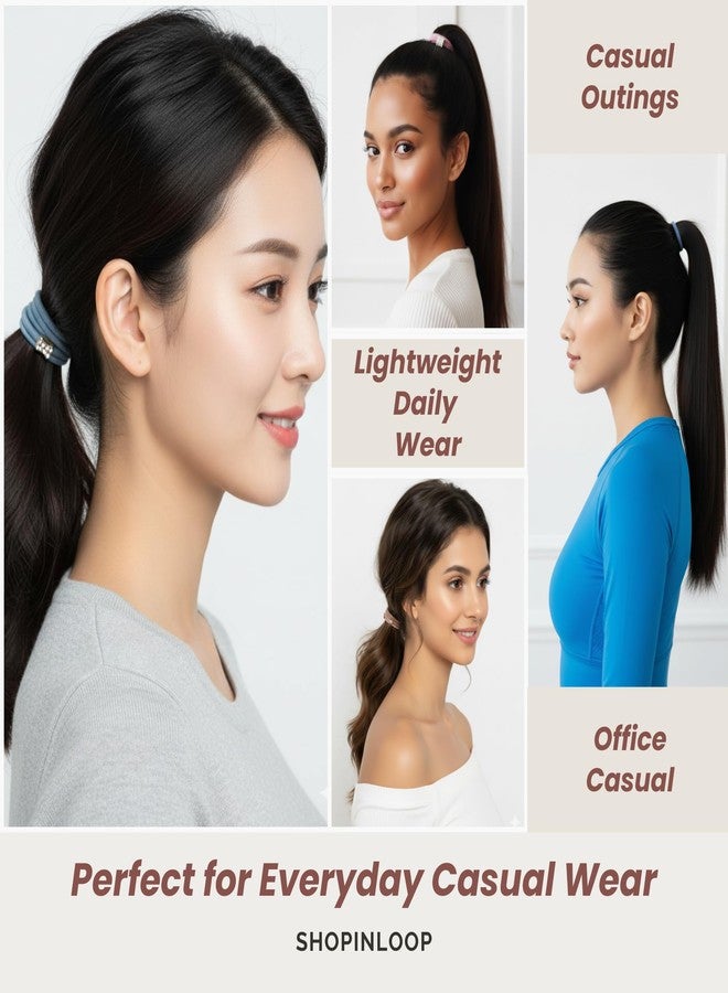Strong Hold Hair Rubber Bands for Women & Girls – No Hair Damage, Multicolor with Golden Stone & Ball – 25 Pack (10 Shades), Stretchable Ponytail Bands | Shopinloop - Image 5