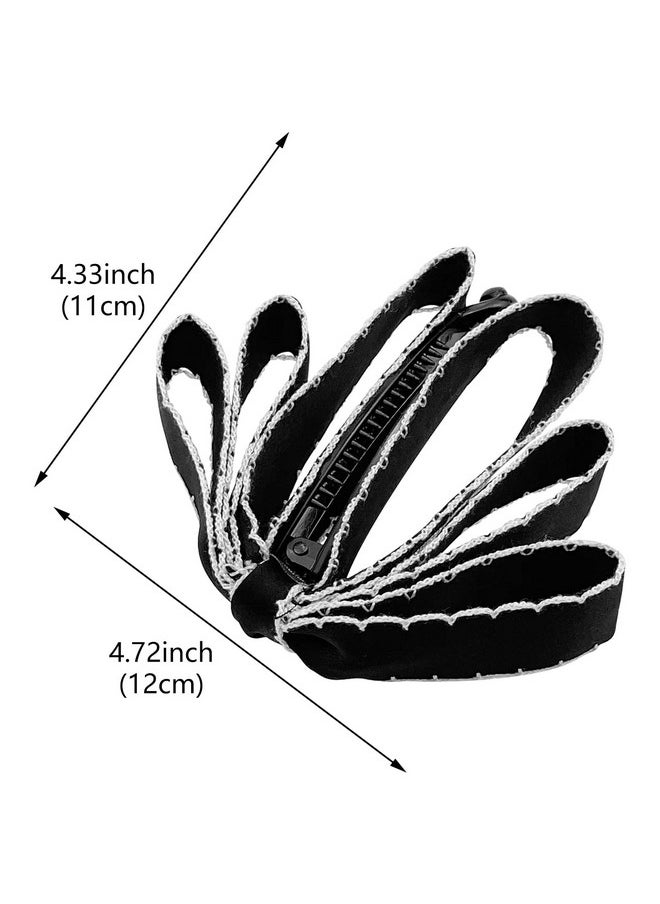 Aswewamt - 4 Pcs Bow Banana Hair Clips Ribbon Vertical Ponytail Claw Clips Bowknot Banana Hairpins Ponytail Holder Hair Barrette Accessories For Women Girls - Image 1