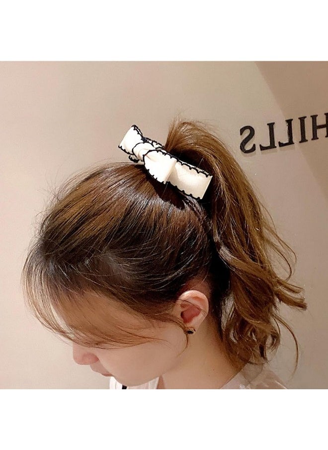 Aswewamt - 4 Pcs Bow Banana Hair Clips Ribbon Vertical Ponytail Claw Clips Bowknot Banana Hairpins Ponytail Holder Hair Barrette Accessories For Women Girls - Image 1