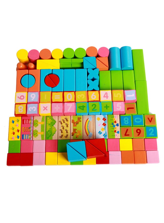 Young Children's Wood Building Blocks Assembled Toys Large Particles Baby Early Education Puzzle 1-2 Years Old 3 Boys 6 Solid Wood Wholesale-Color:Square Barrel 100 Beech Wood Figure 2.2kg-Specifications:20*18*18CM - Image 1