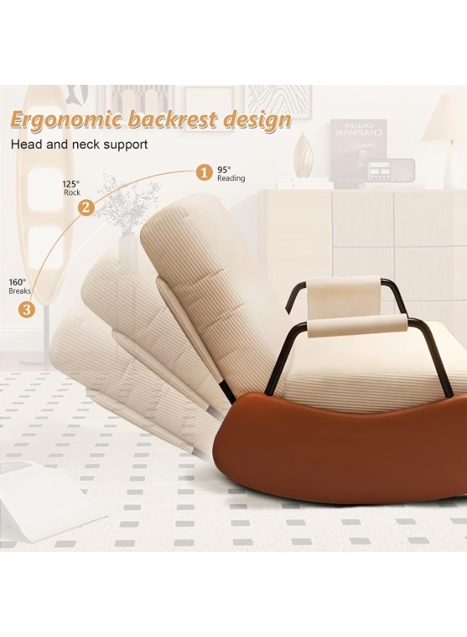 شو وو كرسي هزاز متحرك للبالغين، كرسي هزاز مبطن بالقطيفة مع مسند ظهر مرتفع قابل للتعديل، مع مسند قدم قابل للسحب، كرسي عصري مميز، كرسي قراءة، كراسي أريكة هزازة لغرفة المعيشة - Image 2