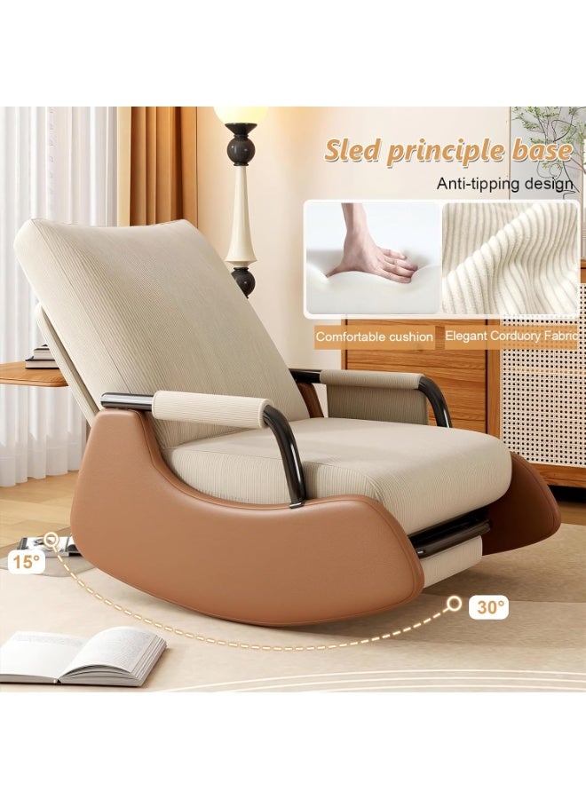 شو وو كرسي هزاز متحرك للبالغين، كرسي هزاز مبطن بالقطيفة مع مسند ظهر مرتفع قابل للتعديل، مع مسند قدم قابل للسحب، كرسي عصري مميز، كرسي قراءة، كراسي أريكة هزازة لغرفة المعيشة - Image 4