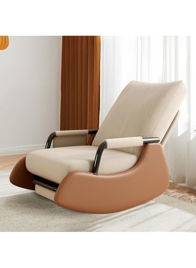 شو وو كرسي هزاز متحرك للبالغين، كرسي هزاز مبطن بالقطيفة مع مسند ظهر مرتفع قابل للتعديل، مع مسند قدم قابل للسحب، كرسي عصري مميز، كرسي قراءة، كراسي أريكة هزازة لغرفة المعيشة - Image 3