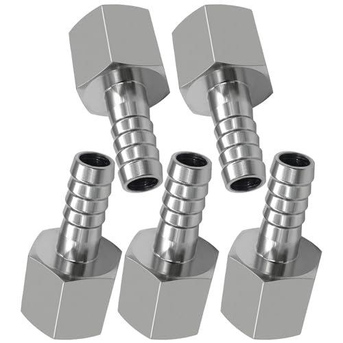 Fitvell 5PCS Stainless Steel Hose Barb Fittings 3/8" Hose Barb x 1/4" NPT Female Adapter - Image 1