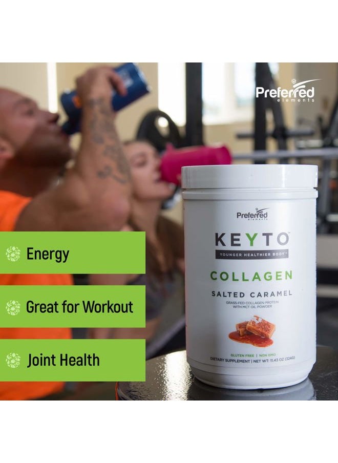 Preferred Elements - Keto Collagen Protein Powder with MCT Oil – Keto and Paleo Friendly Pure Grass Fed Pasture Raised Hydrolyzed Collagen Peptides KEYTO Salted Caramel Flavor - Image 1