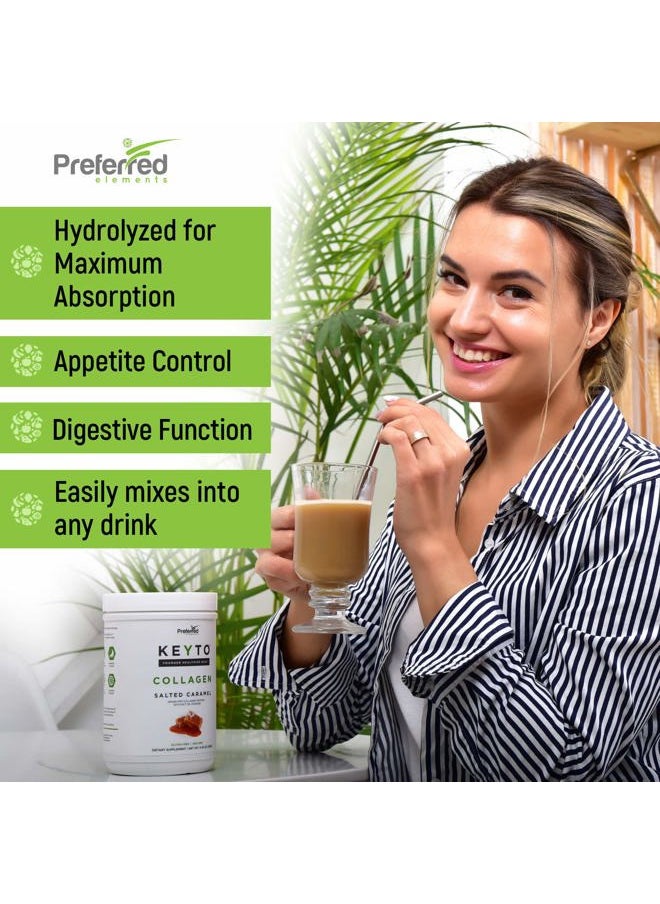 Preferred Elements - Keto Collagen Protein Powder with MCT Oil – Keto and Paleo Friendly Pure Grass Fed Pasture Raised Hydrolyzed Collagen Peptides KEYTO Salted Caramel Flavor - Image 1