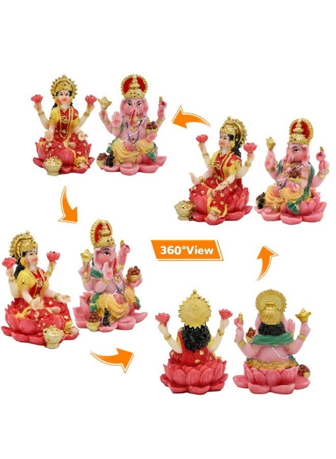 alikiki Indian God Ganesh Lakshmi Statue - 2.5”H Hindu God Lord Ganesha Idol for Car Decor Goddess Laxmi Figurine for Car Dashboard Decor Diwali Gifts Temple Mandir Altar Shrine Pooja Item - Image 4