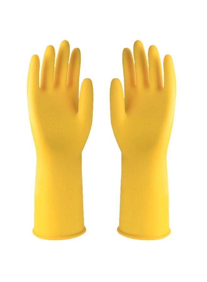 2 Pairs Rubber-Gloves Dishwashing Gloves for Cleaning-Kitchen Long Household Cleaning Gloves Thickened Plastic Latex Wear-Resistant Rubber Gloves for Washing Dishes Wash Clothes Size M Yellow - Image 2