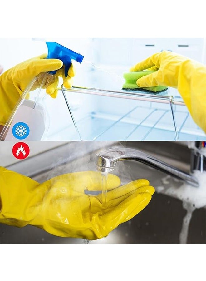 2 Pairs Rubber-Gloves Dishwashing Gloves for Cleaning-Kitchen Long Household Cleaning Gloves Thickened Plastic Latex Wear-Resistant Rubber Gloves for Washing Dishes Wash Clothes Size M Yellow - Image 3