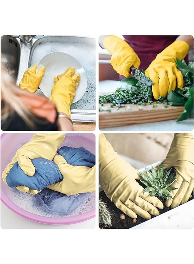 2 Pairs Rubber-Gloves Dishwashing Gloves for Cleaning-Kitchen Long Household Cleaning Gloves Thickened Plastic Latex Wear-Resistant Rubber Gloves for Washing Dishes Wash Clothes Size M Yellow - Image 4