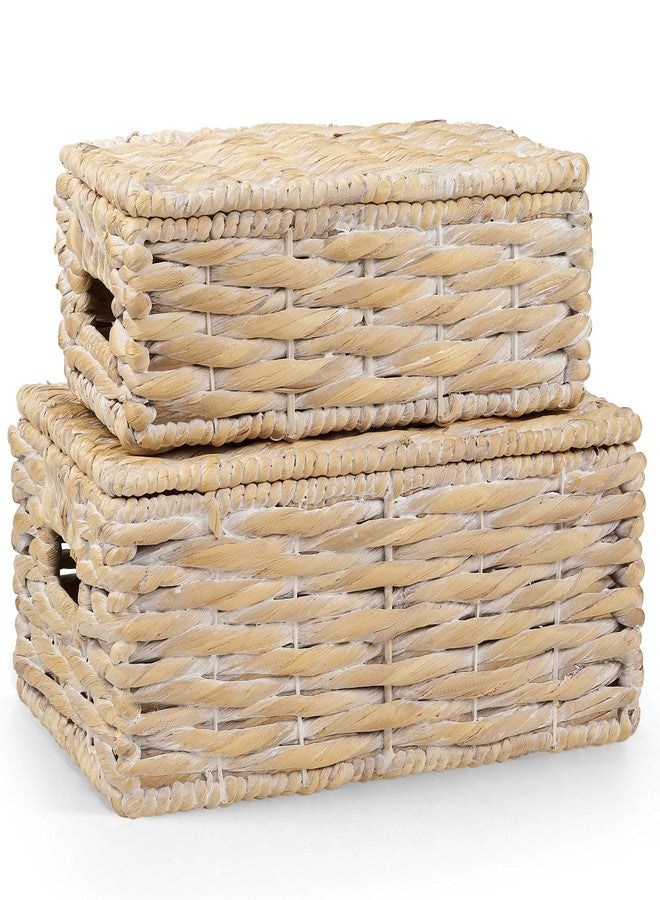 سلة خوص بيضاء بغطاء - Image 1