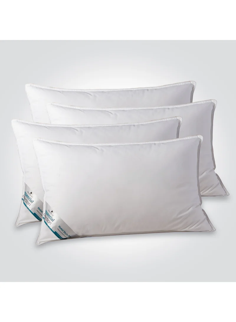 Donetella Bed Pillow, 4 Pieces, 1000 Gram Each, Size 50x75 cm, Luxury Down Alternative Filling, Soft Brushed Microfiber, Anti-Allergy, White, Pack of 4