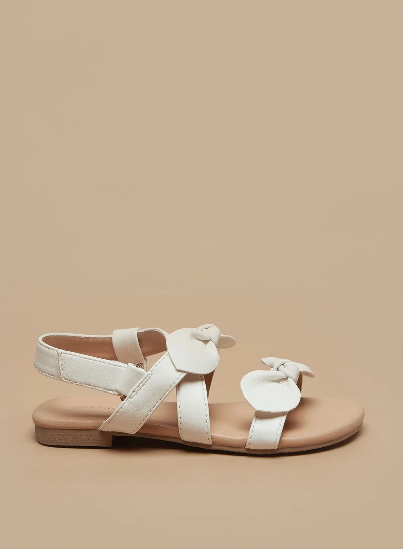 فلورا بيلا من شو إكسبرس Girls Bow Accent Sandals with Hook and Loop Closure