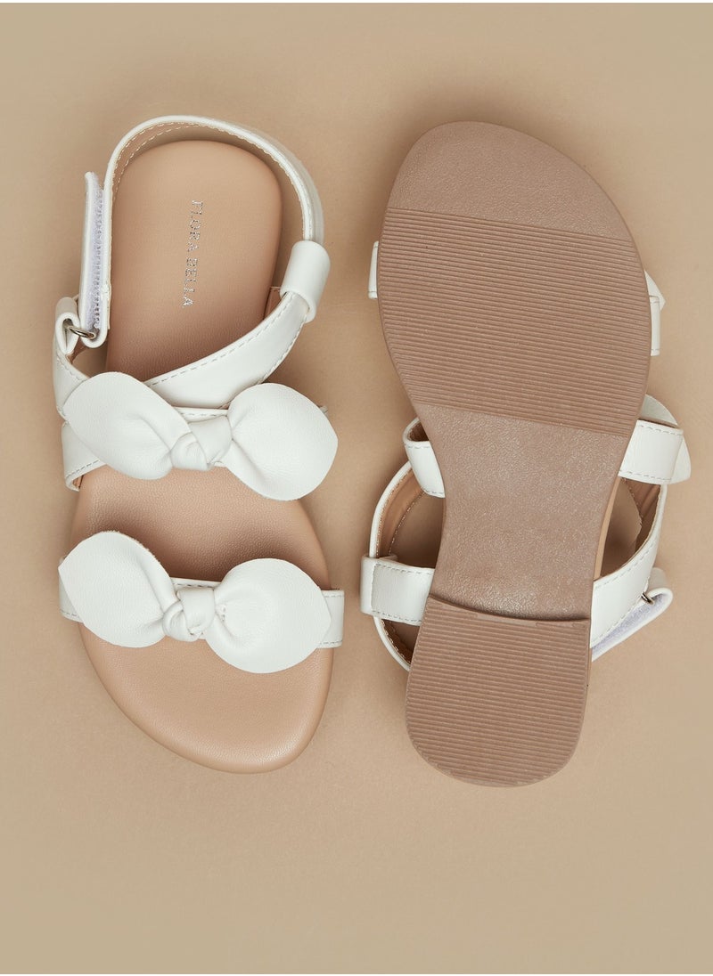 Flora Bella By Shoexpress - Girls Bow Accent Sandals with Hook and Loop Closure - Image 1
