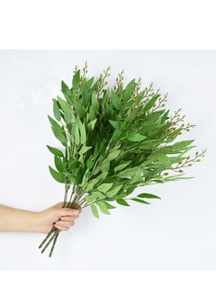 Angmei 3pcs Artificial plant Eucalyptus leaves willow leaves fake flowersgreen plant leaves simulation pot flower bouquet Green,Artificial Woven Vines ,For Desk Decoration, Offices And Dormitories, Season Decoration, Party, Festival, Birthday Party Decoration At Home, Hotel, Restaurant, Living Room, Bedroom, Kitchen And Garden,Green Decoration  - Image 2