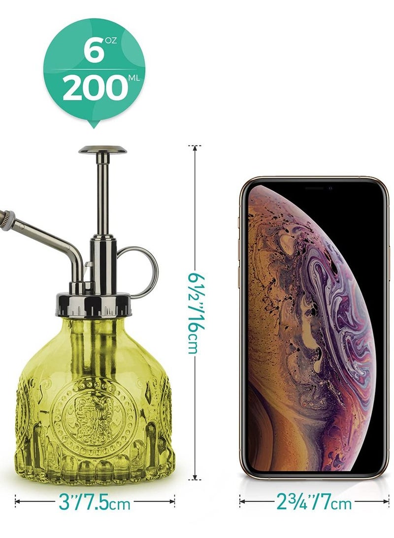سيوسي زجاجة نباتية زجاجية 200 مل ، زجاجة رش عتيقة مع مضخة علوية ، بخاخ زهور حديقة ضباب ناعم علبة سقي صغيرة للزينة هدية للنباتات المنزلية النضرة في الهواء الطلق (أصفر) - Image 4