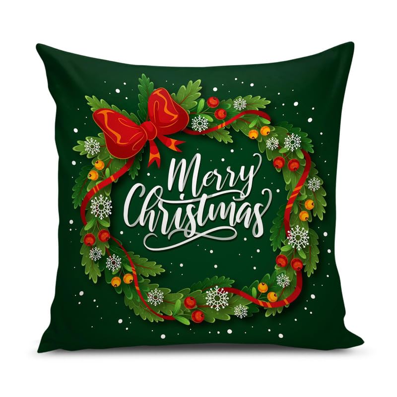 BMRGIFTS Soft Fabric Designer Decorative Printed Merry Christmas Theme Cushion Cover Xmas Decorations for Sofa Living Room Set of 2 16 x 16 inch Multi (CHMCC90) - Image 3