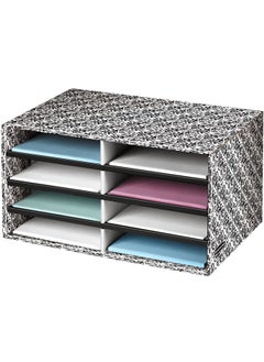 Bankers Box Decorative Eight Compartment Literature Sorter Letter Black/White Brocade (6170301)  - Image 1