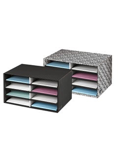 Bankers Box Decorative Eight Compartment Literature Sorter Letter Black/White Brocade (6170301)  - Image 2