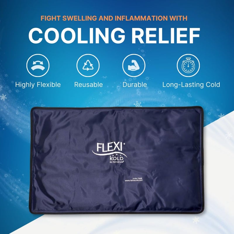 NatraCure FlexiKold Extra Large Gel Soft Flexible Ice Pack for Injuries â€“ Ice Compress, Ice Pad, & Flat Ice Wrap for Post Surgery for Injuries of Shoulder, HIPS & Full Back â€“ XL â€“ Oversize 13â€ x 21.5â€ - Image 2