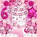 Fantspati 6th Birthday Decorations for Girls Pink Party Decorations with Number 6 Balloon Happy Birthday Banner Bday Sash Crown Tablecloth Fringe Curtain Hanging Swirl for 6 Year Old Girl Bday Decor - Image 2