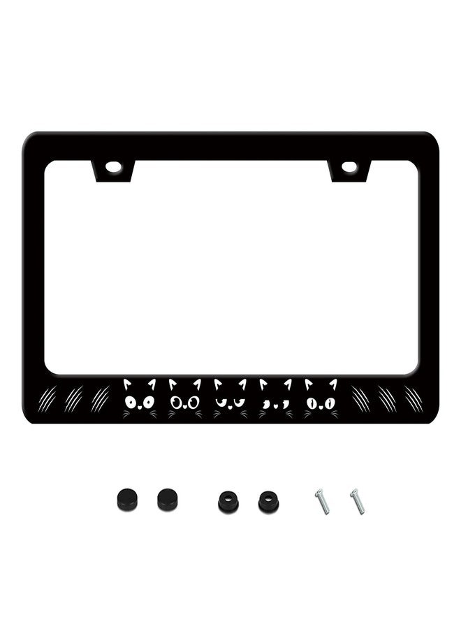 UNINDREM Black Cat License Plate Frame Funny Kitten Pet Stainless Steel License Plate Frames Rust-Proof Auto Parts Decoration with Screws License Plate Holder for Men Women Youth 12x6 Inch - Image 1