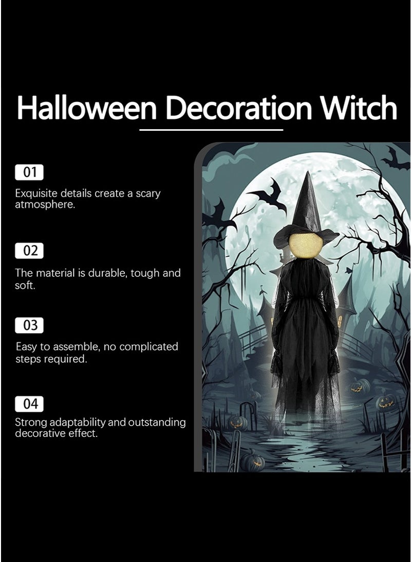 3PCS Halloween Light Up Witches Decoration Set, Holding Hands Witches with Stakes, Scary Screaming Witches with Colorful Glowing Face, Creepy Halloween Party Props Decor for Yard Garden Outside Lawn Porch - Image 2