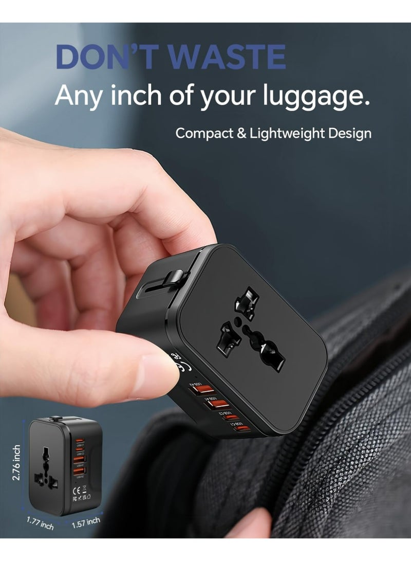 All-in-One Universal Travel Adapter,International Converter Wall Charger AC Plug Adaptor with 2 PD20W USB-C u0026 2 QC18W USB-A Ports,4 Plug Types with Safety Door Fuse for US UK EU AU Asia - Image 5