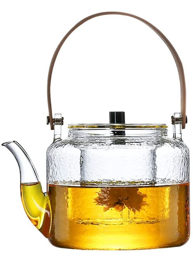 Glass Teapot, 1000ML Heat Resistant Tea Pot, Stovetop Safe Glass Teapot, Teapots with Removable Tea Infuser, Blooming and Loose Leaf Tea Maker, 2-in-1  - Image 1