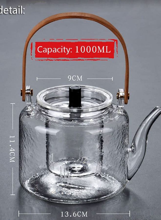 Glass Teapot, 1000ML Heat Resistant Tea Pot, Stovetop Safe Glass Teapot, Teapots with Removable Tea Infuser, Blooming and Loose Leaf Tea Maker, 2-in-1  - Image 3
