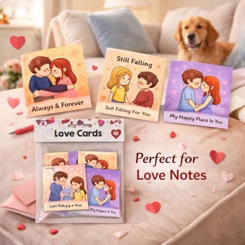 Brandian 48 Mini Love Cards for Couples | Cute Romantic & Funny Greeting Cards (3×3 Inch) | Love Notes, Thank You Cards, Postcards & Notecards for Valentine’s Day & Gifting - Image 4