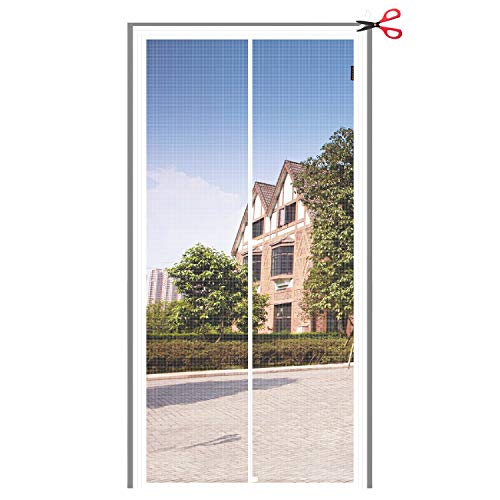 Yotache Adjustable Magnetic Screen Door Fit Doors Size Width 29"-33" Height 79"-81", Reinforced Polyester Mesh with Full Frame Hook&Loop Strip, White - Image 1